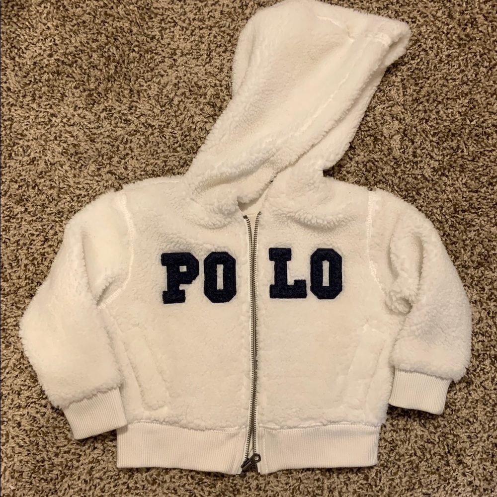 Polo Ralph Lauren White Fleece Zip-Up Hoodie size 3